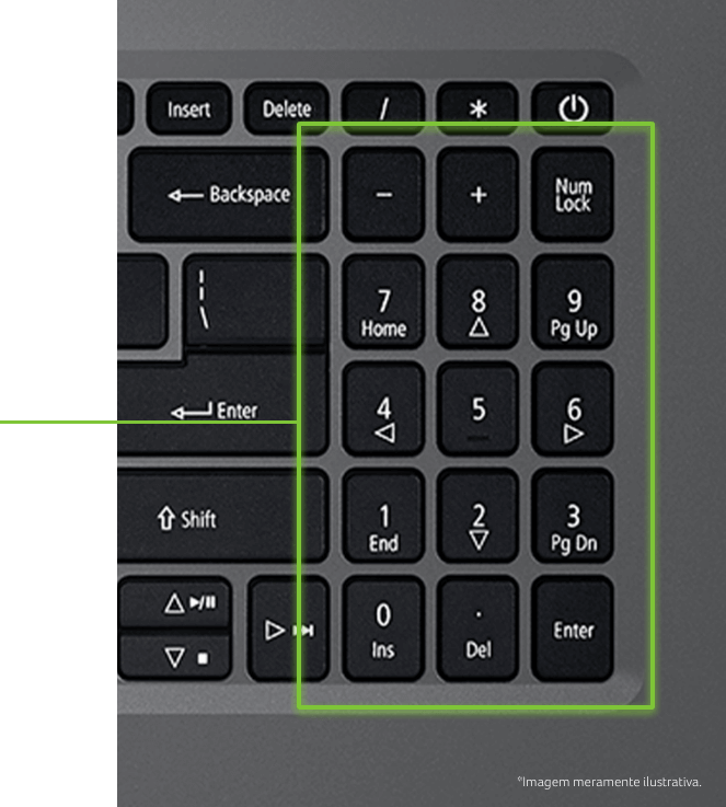 Teclado numérico do Notebook Acer A315-54-53M1